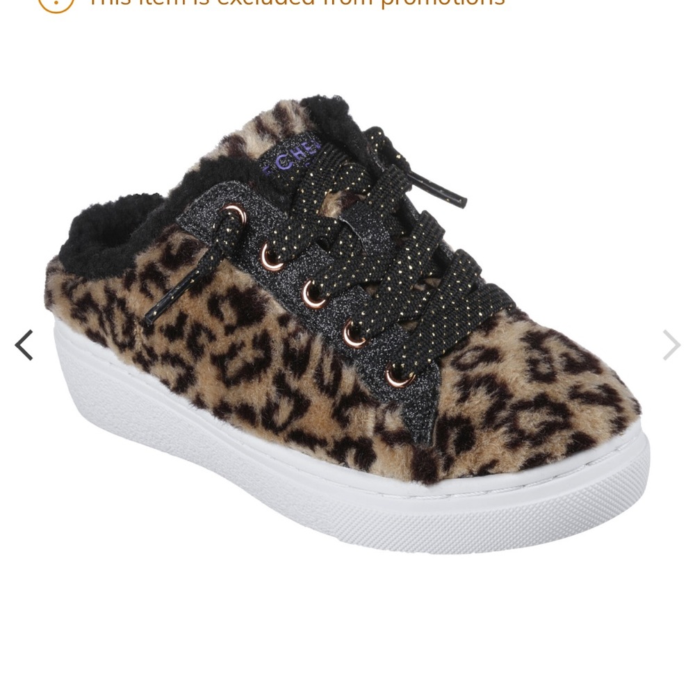 Skechers Street Goldie Generation Cozy Leopard Fur Slip On size 5